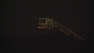 Crews leave mulch fire site