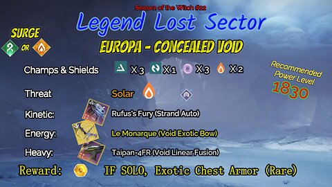 Destiny 2 Legend Lost Sector: Europa - Concealed Void on my Solar Warlock 11-13-23