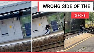 Man vaults over train station wall to flee police