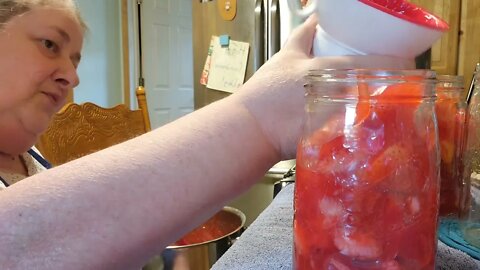 Canning strawberry pie filling. Hope I edited right enjoy