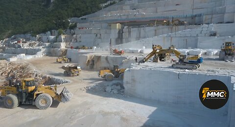 Drone View Of A Marble Quarry At Rush Hour