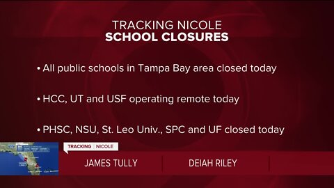Tampa Bay area schools closed on Thursday due to Tropical Storm Nicole