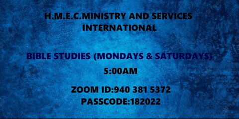 Bible Studies. Saturday 21st Oct.2022. Brother E. Rainney