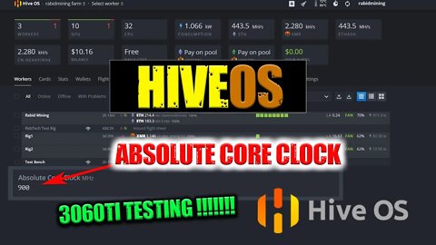 HIVEOS ABSOLUTE CORE CLOCK 3060ti Testing