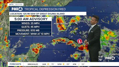 Tropical Depression Fred 5AM Friday