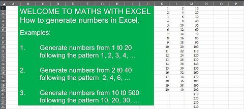 How to generate numbers in excel