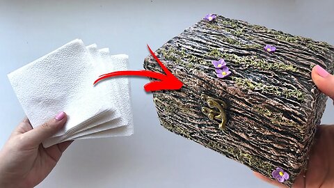 DIY Beautiful Box Paper Mache | Tree bark imitation idea