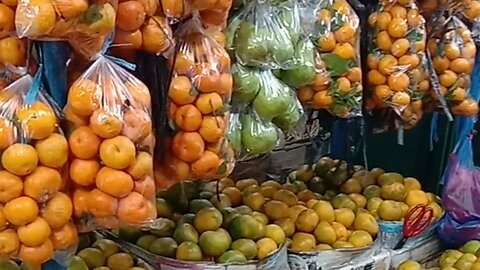 Street food Indonesia fresh fruits in the markets on the street