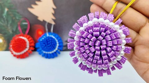 ❄Christmas Crafts❄ Easy and Quick Christmas Ornaments Making🎄 Handmade Foam Sheet Flowers For Xmas