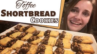 Chocolate-Dipped Toffee Shortbread Cookies