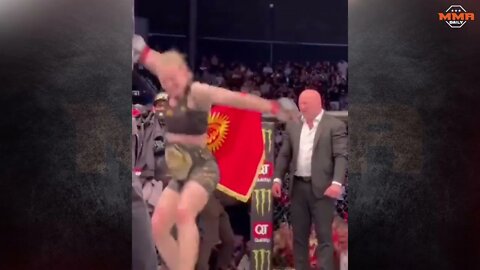 Valentina Shevchenko dance after her TKO over Jessica Andrade at UFC 261