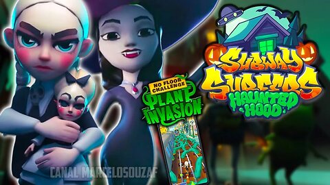 Subway Surfers Halloween 2023 em Haunted Hood com Desafio Sem Chão