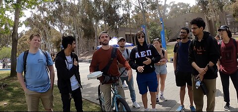 UC San Diego: Drew 3 or 4 Mini Crowds, Great Questions From Atheists, Agnostics, Skeptics & Muslims, One Muslim Asked How To Be Born Again, An Arabaic Christian Helped Me To Minister, FANTASTIC Day on Campus