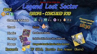 Destiny 2 Legend Lost Sector: Europa - Concealed Void on my Solar Hunter 1-5-24