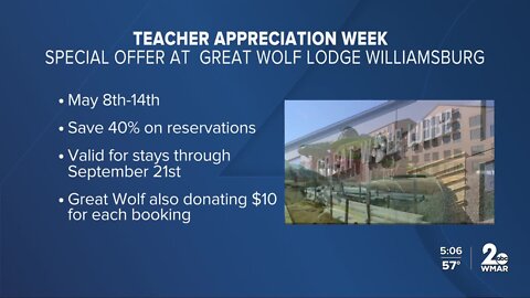 Teachers can get up to 40% off reservations at Great Wolf Lodge Williamsburg