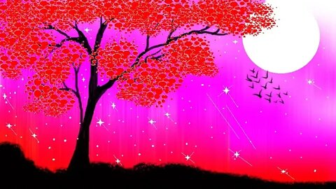 How to draw Beautiful Moonlight Night Scenery In Ms Paint step by step