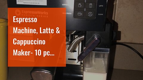Espresso Machine, Latte & Cappuccino Maker- 10 pc All-In-One Espresso Maker with Milk Steamer (...