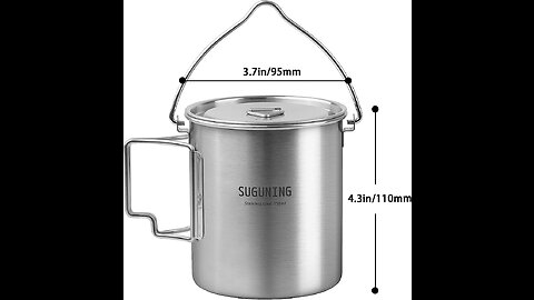 SUGUNING Camping Cook Pot Stainless Metal Lightweight Campfire Coffee Pot Backpacking Cup Teapo...