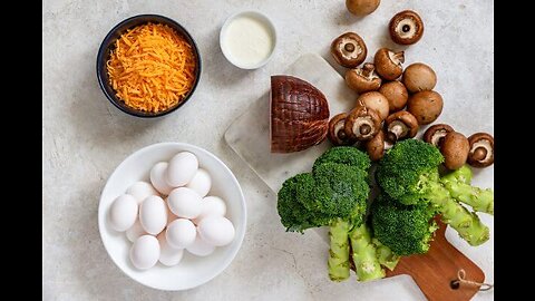 Keto Broccoli, Ham, & Mushroom Bake