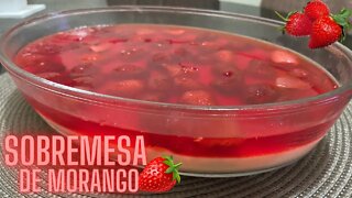 SOBREMESA DE MORANGO COM GELATINA | POUCOS INGREDIENTES |FÁCIL! #morango #sobremesa 草莓 - strawberry