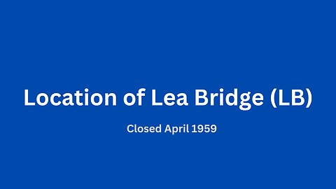 Location of Lea Bridge (LB) trolleybus depot closed April 1959.