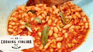 Tuscan Recipe Sautéed White Beans with Garlic, Sage and Tomatoes Cooking Italian with Joe