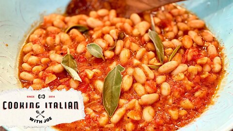 Tuscan Recipe Sautéed White Beans with Garlic, Sage and Tomatoes Cooking Italian with Joe