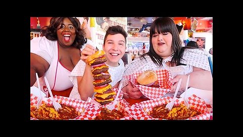 Heart Attack Grill With Hungry Fat Chick • MUKBANG