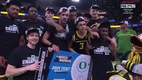 Trophy presentation for the Oregon Ducks after their 2024 PAC-12 Tournament victory | CBB on FOX