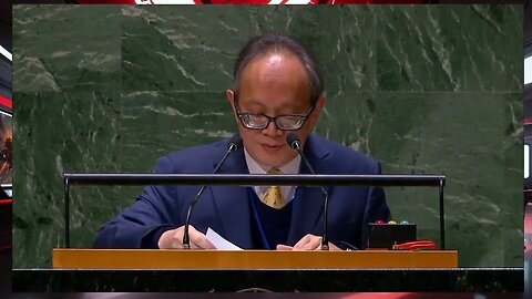 A representative for Thailand addresses the General Assembly emergency session on Gaza