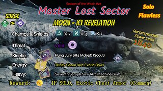 Destiny 2 Master Lost Sector: Moon - K1 Revelation on my Solar Hunter 11-21-23