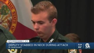 St. Lucie County deputy stabbed in neck during 'completely unprovoked attack,' chases suspect, authorities say