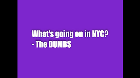 What’s going on in New York? – The DUMBS