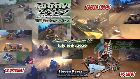 2020/7/19 - Tower angle at Galletta's Backyard Karting Speedway 45-Lapper Keith Raymond's Big Crash!