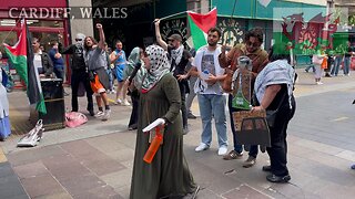March for Sudan and Palestine. St Mary Street, Cardiff