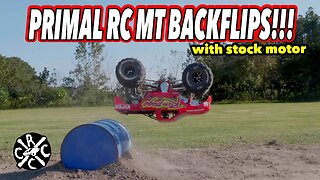 Primal RC Monster Truck Bashes and Backflips With Stock Motor!
