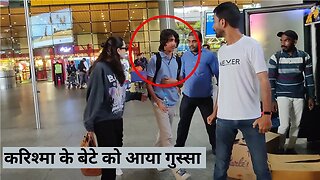 Karisma Kapoor Son Kiaan Angry Mumbai Airport Video, Fans Shocking Reaction 🔥 💖📸