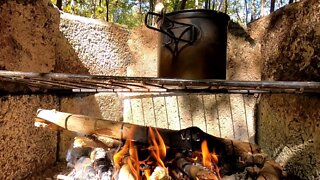 Raised Cooking Fire Pit and the Start of a Shelter at the Hunt Camp