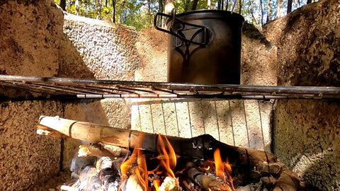 Raised Cooking Fire Pit and the Start of a Shelter at the Hunt Camp