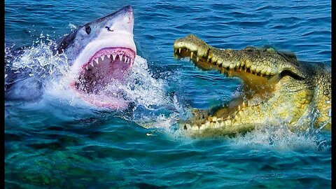 White SHARK VS Saltwater CROCODILE (REALITY)