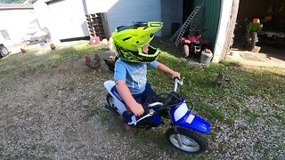 Weston riding his Yamaha PW50 in the fresh-cut hayfield! (Future Star Of Channel?)