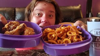 fried chicken 🍗🍗 curly fries 🍟🍟