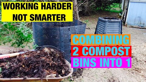 Combining 2 compost bins into 1. Working harder not smarter! 😂
