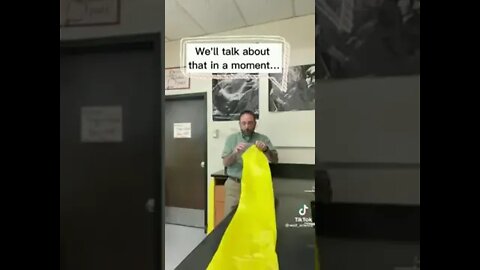 A physics teacher used Bernoulli's principle to inflate a large bag with one breath.