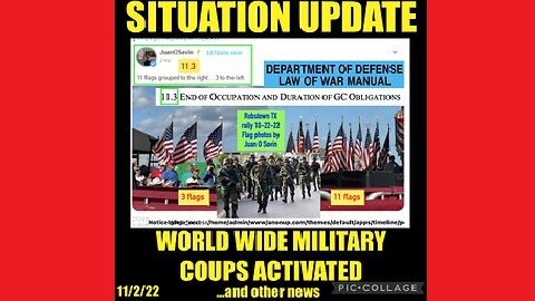 Situation Update: Worldwide Military Coups Activated! DOD Law Of War Activated! World Coups Begin!