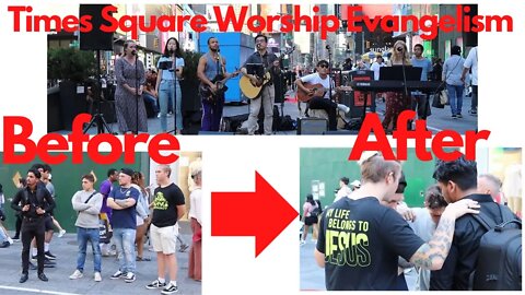 Outdoor Worship Service in Times Square NYC June 2022 with Sermon and Street Evangelism