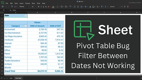 Zoho Sheet Pivot Table Bug Filter Between Dates Not Working