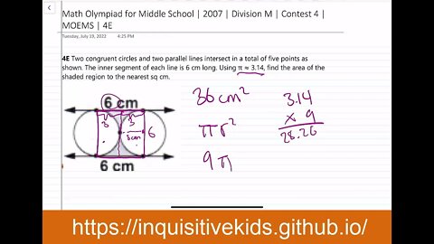 Math Olympiad for Middle School | 2007 | Division M | Contest 4 | MOEMS | 4E
