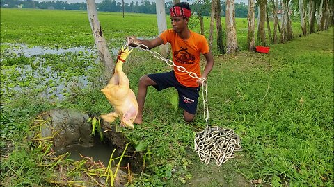 Unique Fishing Style 😪 Underground River deep Monster Catch With Chicken 😓 Best Old Fishing Method 😏