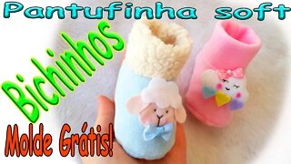 Como Fazer Botinha Pantufa Soft Bebê (molde grátis)